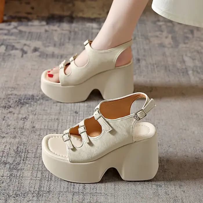Sandales à talons hauts pour femmes, sexy et tendance, chaussures à plateforme épaisses, mules de marche, escarpins imprimés de créateur, tongs décontractées, chaussures pour femme
