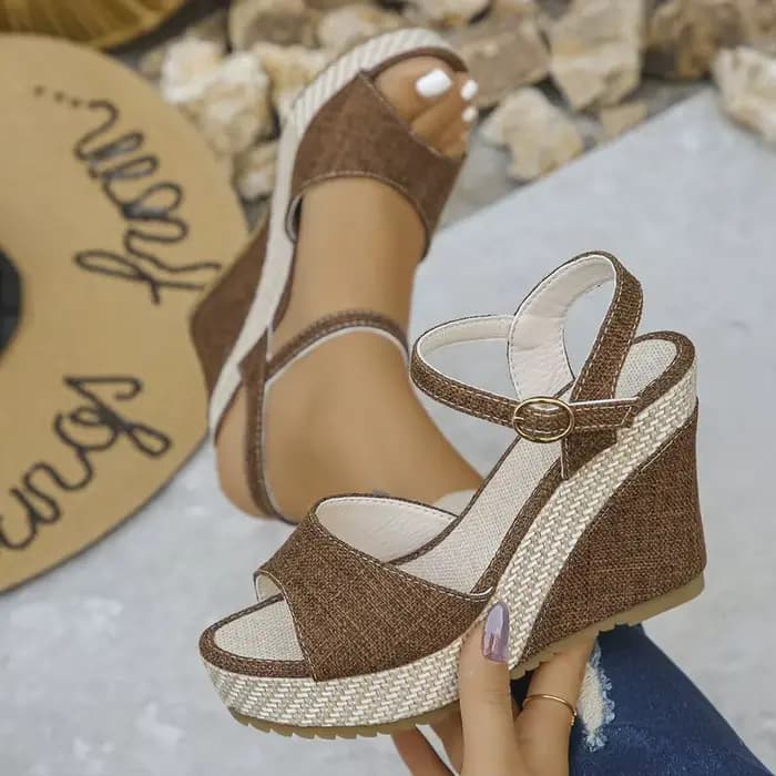 Sandales compensées tendance pour femmes, chaussures d'été à plateforme et talon haut, sandales à boucle sexy style bohème pour femmes