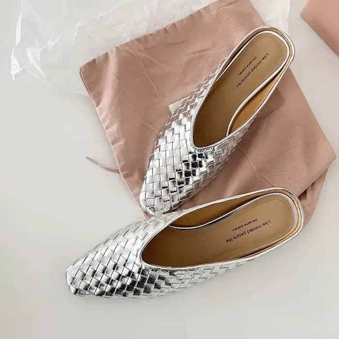 Mules pour femmes en cuir naturel
