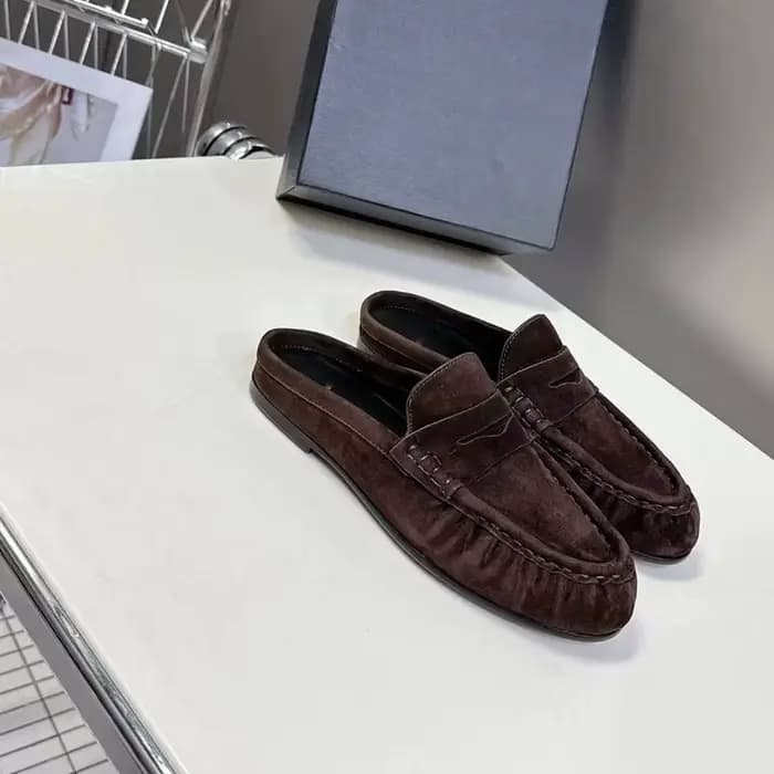 Mules plates confortables en cuir véritable pour femmes