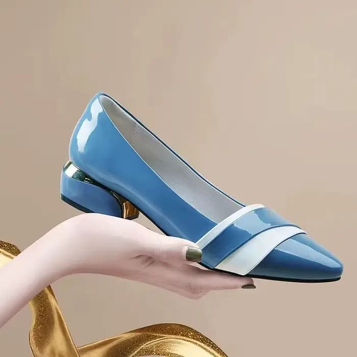 Escarpins en cuir à talons carrés pour femmes