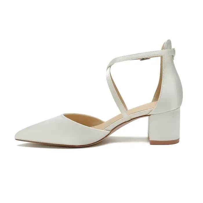 Chaussures de mariée à talon bloc bas pour femme