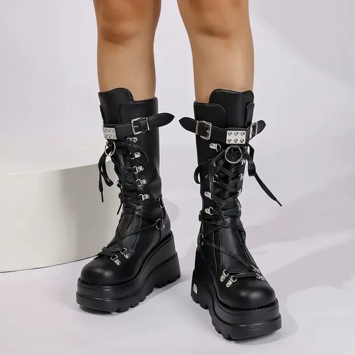 Bottes de chevalier élégantes à talon épais pour femme