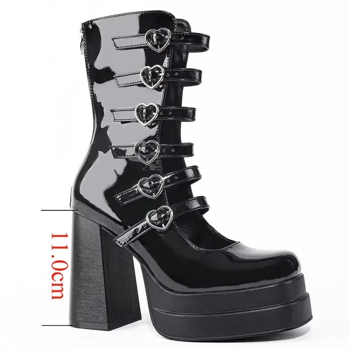 Bottes à Bout Carré et Talon Épais