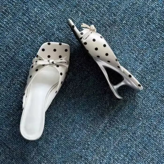 Nouvelles sandales à talons hauts à pois pour femme 2026 – Élégantes pantoufles d'été confortables et ajourées