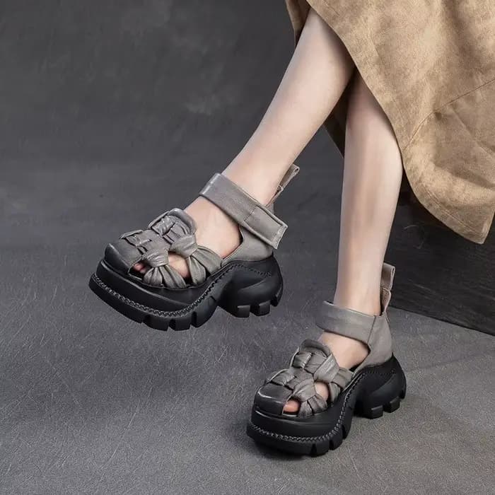 CKTINOO 2026 Nouvelles sandales d'été en cuir véritable à plateforme