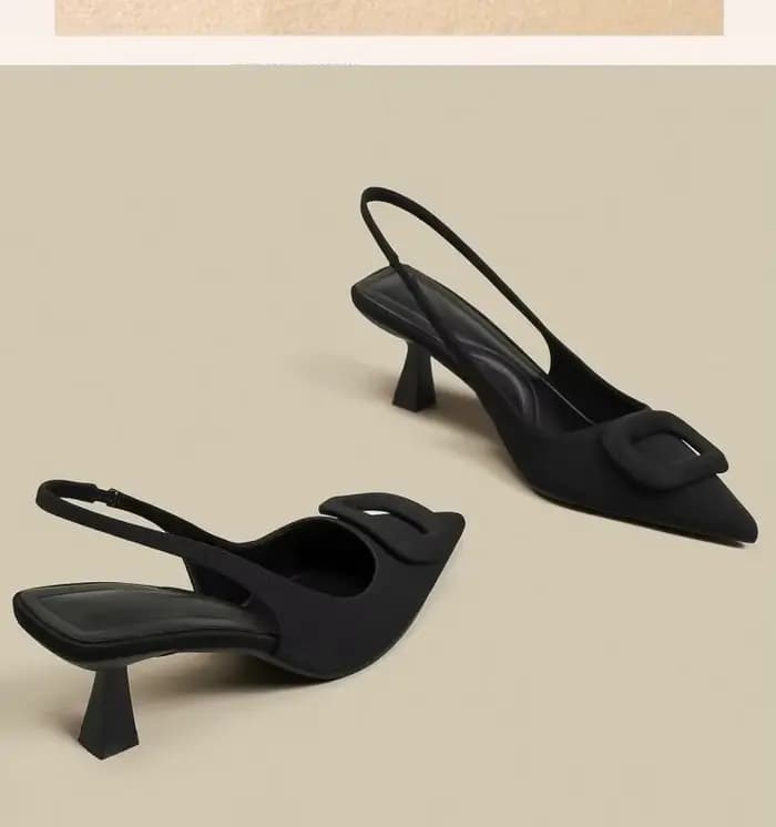 Chaussures Slingback Femme Tendance Printemps Nouveauté Talons Hauts Élégants à Talon Moyen Bout Pointu Sandales Mules à Enfiler