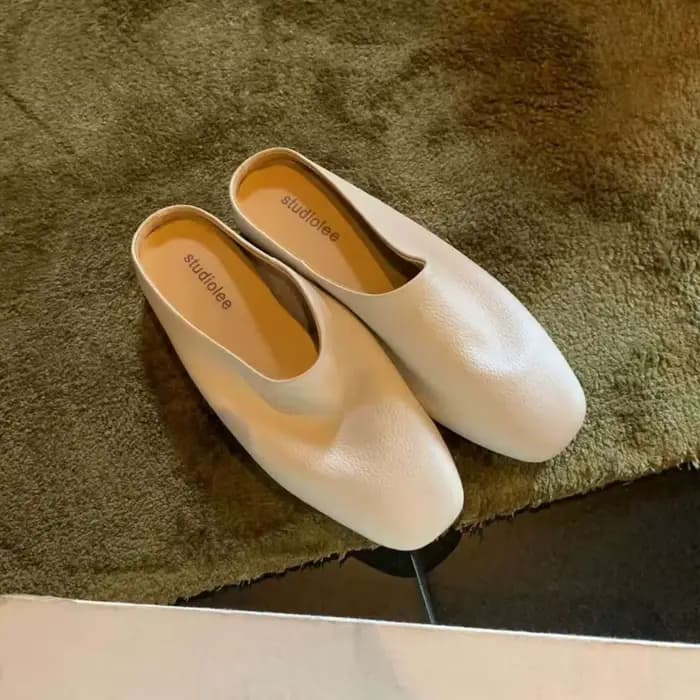 Mules confortables en cuir à enfiler pour femme