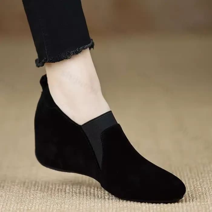 Femmes chaussures compensées 2025 automne nouveau confortable hauteur augmenter sans lacet