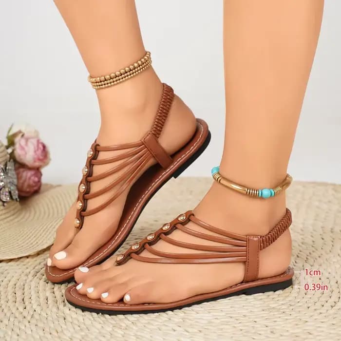 Nouvelles sandales de plage bohèmes 2026 à talon épais pour femmes – Chaussures polyvalentes