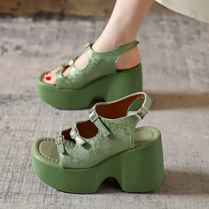 Sandales à talons hauts pour femmes, sexy et tendance, chaussures à plateforme épaisses, mules de marche, escarpins imprimés de créateur, tongs décontractées, chaussures pour femme