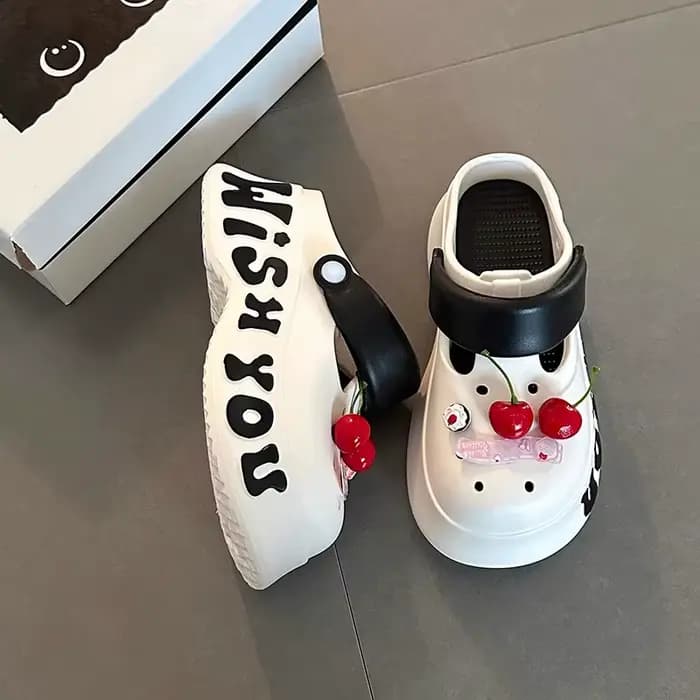 Mules pour femmes à décor cerise