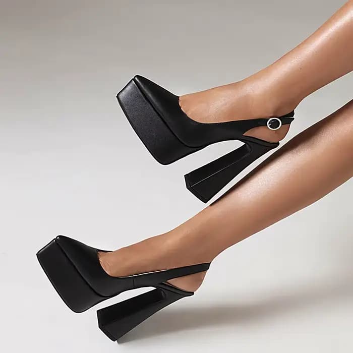 LIHUAMAO – escarpins à talons hauts pour femmes, sandales à talon slingback, bout pointu, avec sangle à la cheville, chaussures à plateforme, pour fête, bureau, talon épais