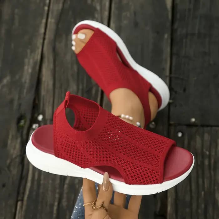Sandales pour femmes, chaussures respirantes en tricot à bout ouvert