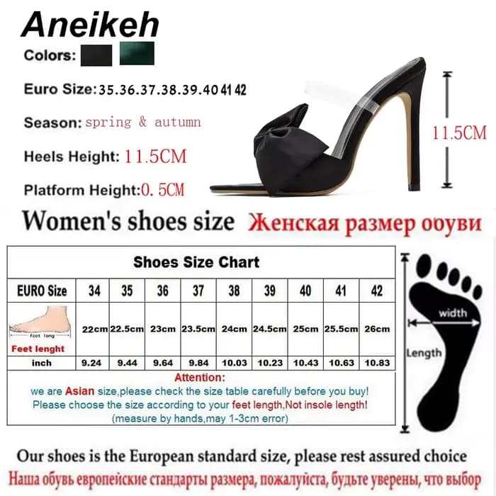 Aneikeh été soie papillon-noeud Mule talons hauts femmes sandale pompes 2025 Sexy bout pointu Slingbacks dames chaussure de fête 35-42