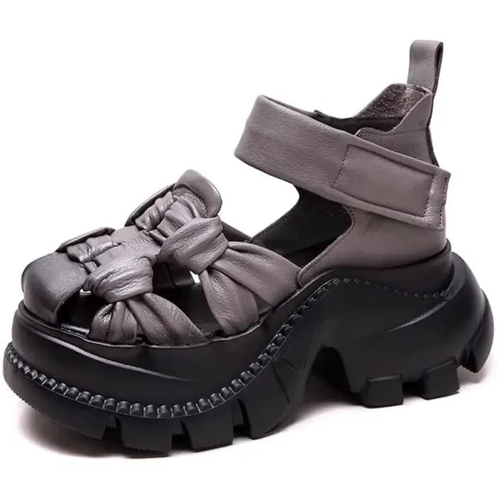 CKTINOO 2026 Nouvelles sandales d'été en cuir véritable à plateforme