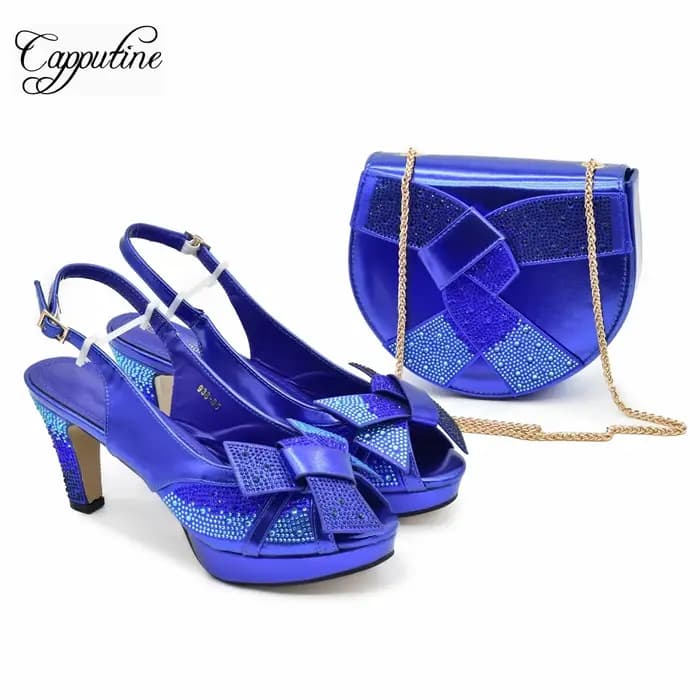 Ensemble de Chaussures et Sacs Orange pour Femme, Sandales Africaines à Talons Hauts, avec Sac à Main, Escarpins, Pochette, 938-96