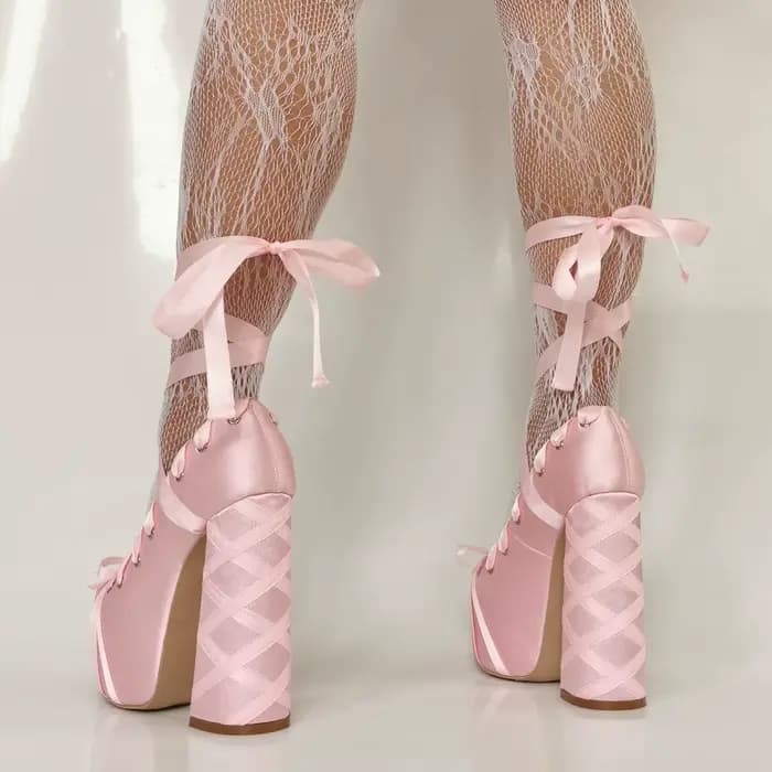 Sandales à plateforme roses à lacets croisés pour filles