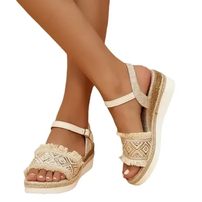 Sandales à l'offre elles compensées style bohème pour femmes, chaussures d'été décontractées et légères, de haute qualité, 2023