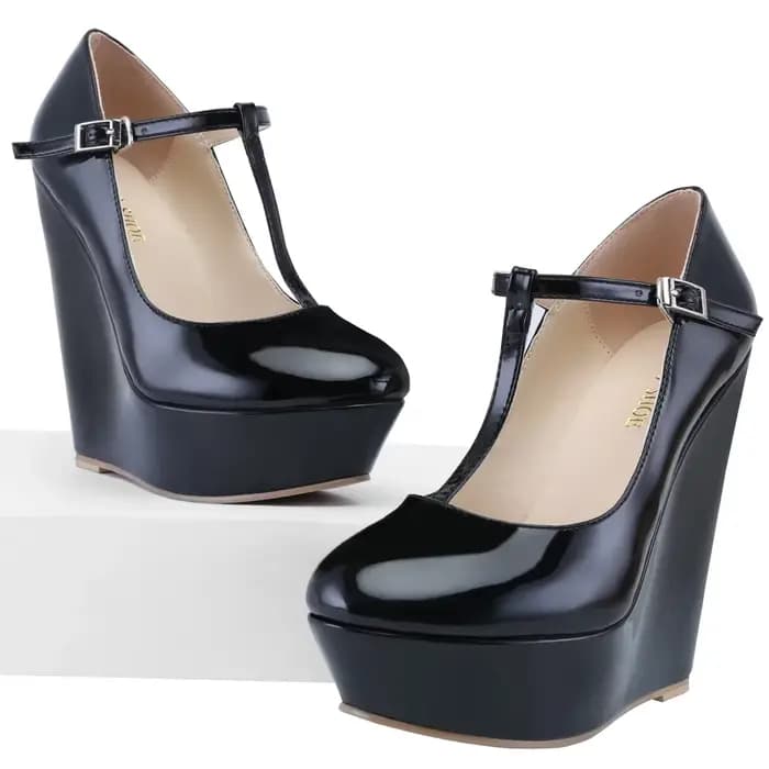 Chaussures à talons pour femmes 2026 Nouvelle collection automne-hiver 14cm Bout rond Plateforme Wedge