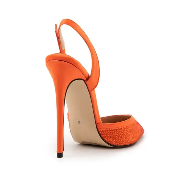 Sandales à talons hauts en cuir verni pour femmes, chaussures simples, motif léopard, diamant d'eau, orange, défilé de mode, été, nouveau, sexy, 35-46
