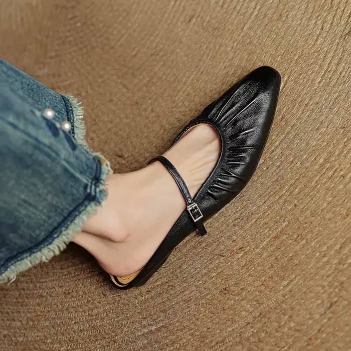 Mules d'été en cuir véritable pour femmes
