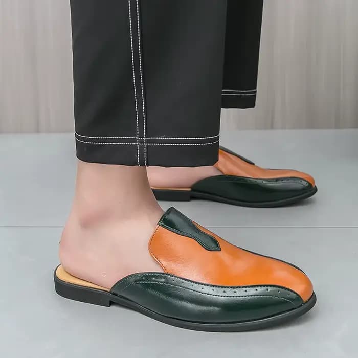 Mules de marque de luxe sandales d'été italiennes mocassins demi-chaussures mocassins en cuir chaussures pour hommes concepteur mâle diapositives pantoufles pour hommes