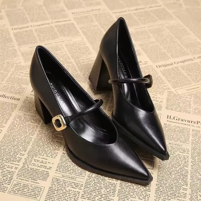 Nouvelles Chaussures de Ville Printemps 2026 pour Femme – Escarpins Élégants à Bout Pointu et Talon Épais en Cuir
