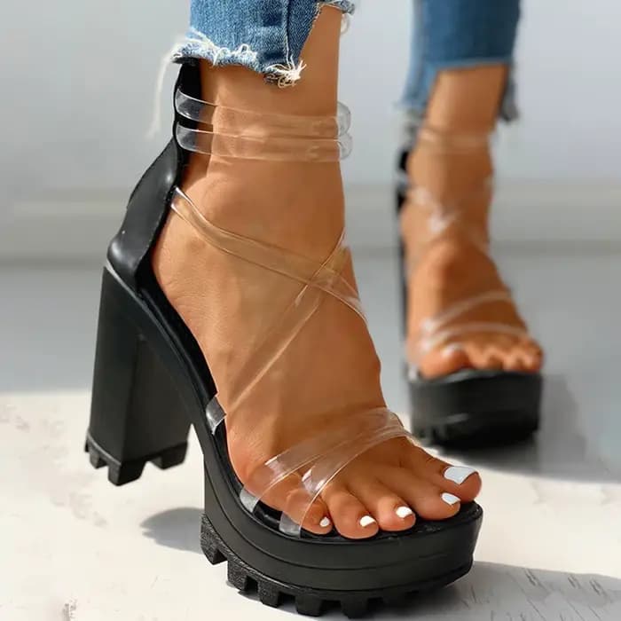 Sandales compensées à talons hauts pour femmes