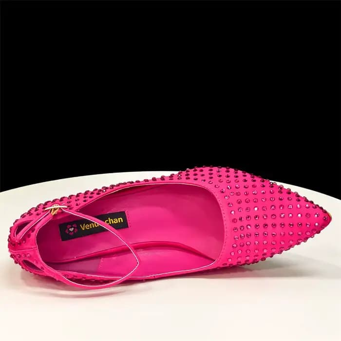 Ensemble élégant talons et sac à main fuchsia pour femme 2026 – Chaussures ornées de strass magnifiques pour mariages et événements spéciaux
