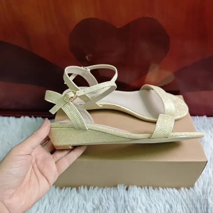 Or argent été femmes sandales compensées talons bas bout ouvert confort robe à bretelles bride à la cheville décontracté marche fête chaussures de mariage