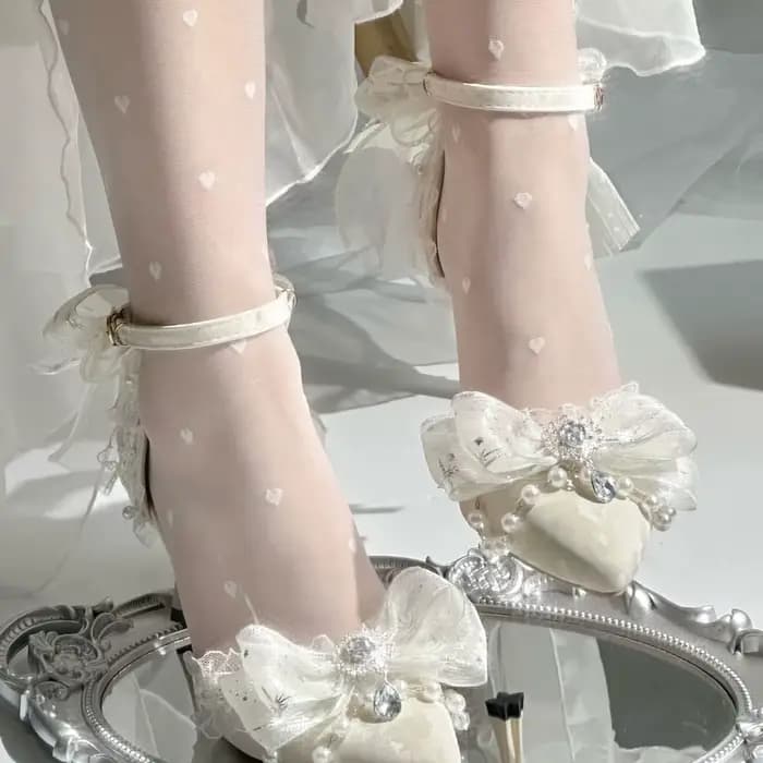 Sandales à talons pour dames, chaussures de styliste Lolita, avec nœud Y2K, Mary Jane, chaussures de mariée blanches, chaussures de fête, tendance 2025