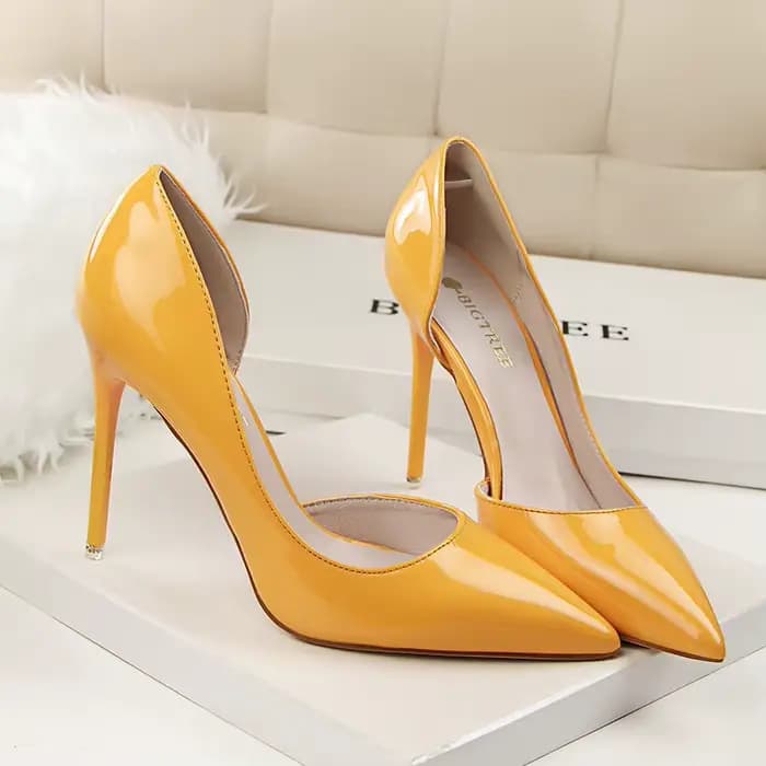 Escarpins jaunes à talons hauts 7.5cm 10.5cm pour femmes