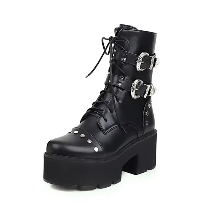 Bottines à lacets avec fermeture éclair pour femmes