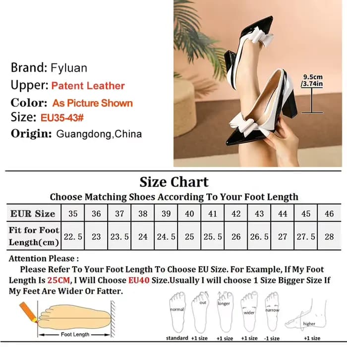 Escarpins de soirée élégants pour femme en cuir verni beige et noir avec nœud, talons épais de 9,5 cm, bout pointu et décolleté