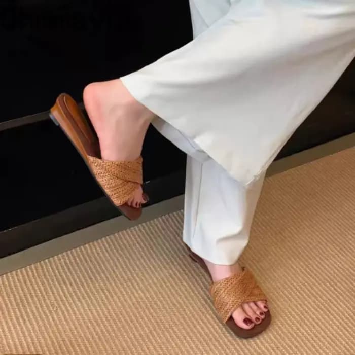 Sandales d'été tissées pour femmes, talons compensés de créateur, chaussures élégantes à bout ouvert pour banquets, soirées, plage et vacances