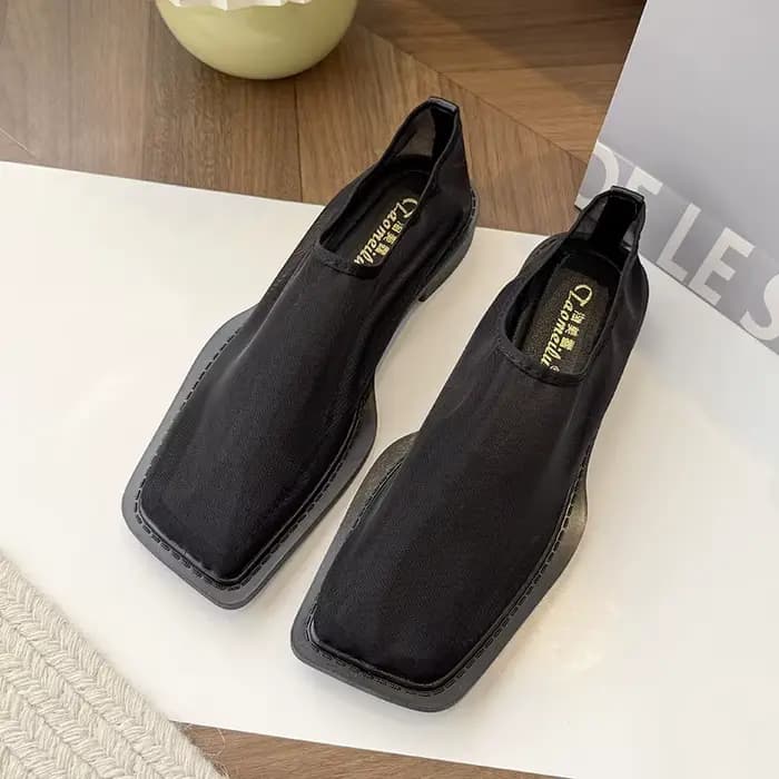 2025 nouveaux appartements d'été en dentelle femmes bout carré mocassins respirants chaussures plates transparentes