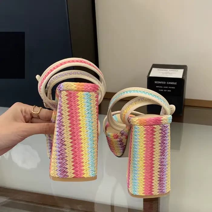 Sandales pour femme Eilyken sexy à boucle tressée camouflage