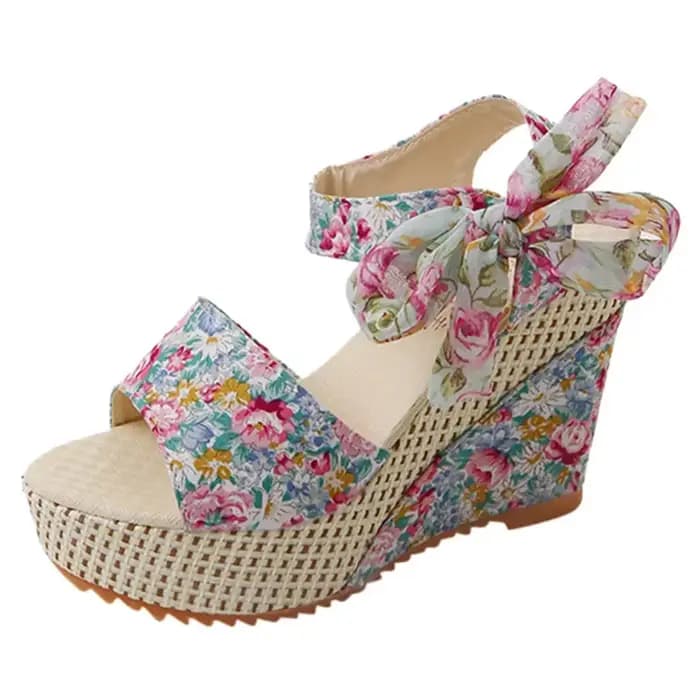 Sandales Compensées Confortables à Lacets pour Femme