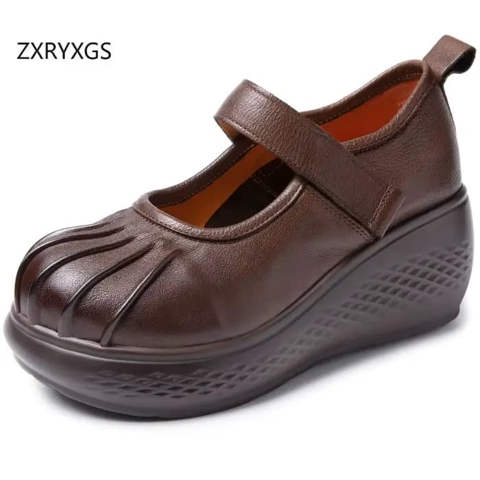 ZXRYXGS Chaussures classiques rétro en cuir véritable de qualité supérieure