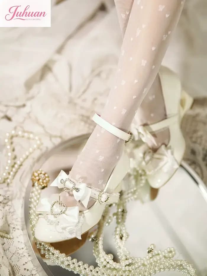 Sandales à talons d'amour avec nœud rose japonais