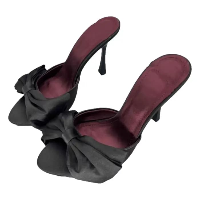 Mules à talon haut grande taille style français avec nœud
