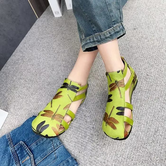 Birkuir évider sandales hautes bottes pour femmes en cuir véritable bout fermé