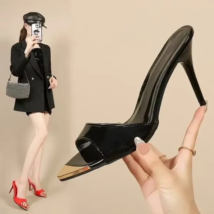 Nouvelles sandales d'été à talons aiguilles ultra-hauts et fins, mules ouvertes pour femmes