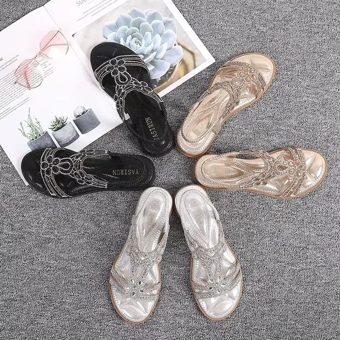 Femmes sandales plates strass