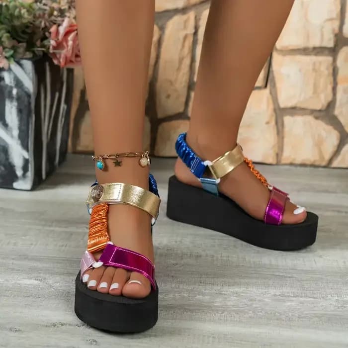 Sandales à plateforme 2025 été plat femmes chaussures pied talons hauts