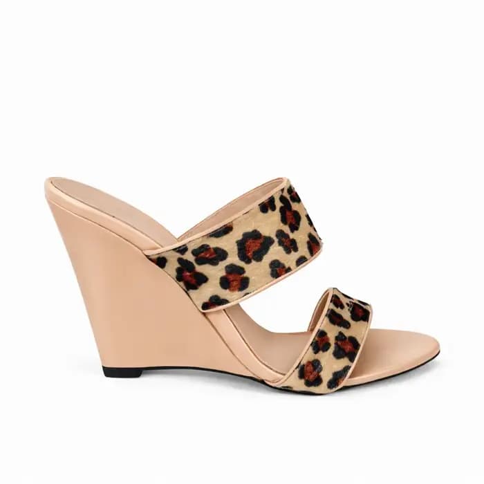 Sandales compensées en cuir imprimé léopard Rouge/Nude/Noir – Talons hauts de luxe pour femme