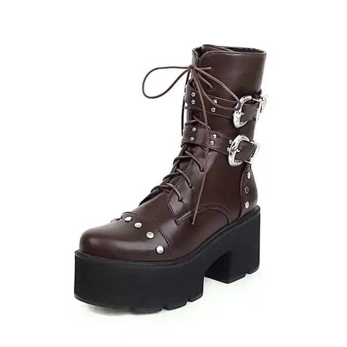 Bottines à lacets avec fermeture éclair pour femmes