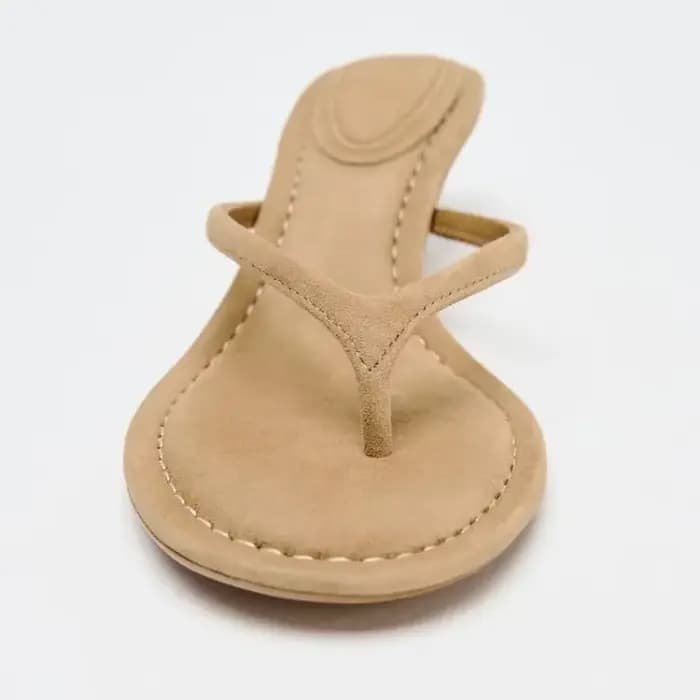 Sandales à talons en daim marron pour femmes tongs d'été