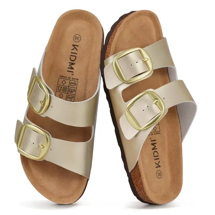 Sandales en liège tendance pour femmes Litfun, confortables avec soutien de la voûte plantaire, pantoufles en cuir, tongs d'été pour la plage avec boucle réglable